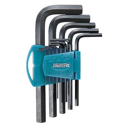 Eight Tool HEX KEY L-HANDLE SHORT SET, 12PC 0.71-10MM BLK 001-S12